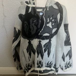 Zip up wolf sweater